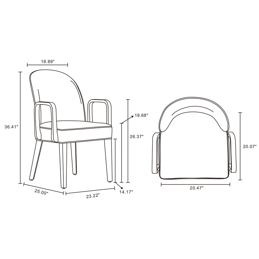 Upholstered Armchair with Solid Beech Wood Frame - Blue or Gray