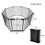 Adjustable Metal Safety Gate Play Yard with Pivoting Panels - Black