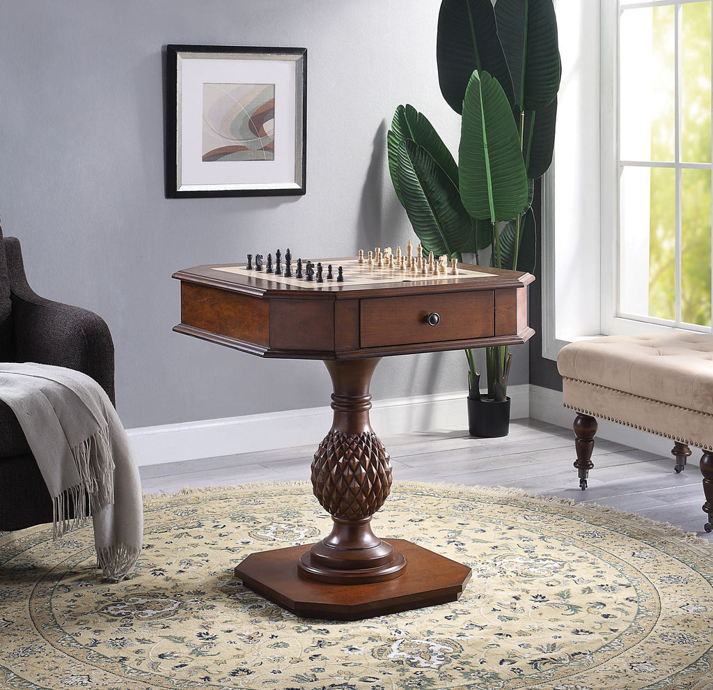 Cherry Wood Reversible Game Table with Storage Drawers - Bishop