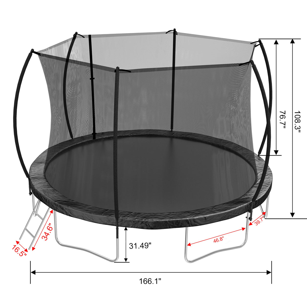 14FT Trampoline with Safety Enclosure Net – Steel Frame