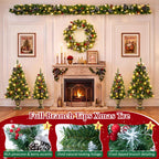 6-Piece Christmas Tree Set with Pre-Lit Wreath and Garland – Warm