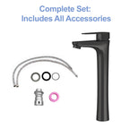 Single Handle Vessel Sink Faucet with Tall Spout - Gray or Black
