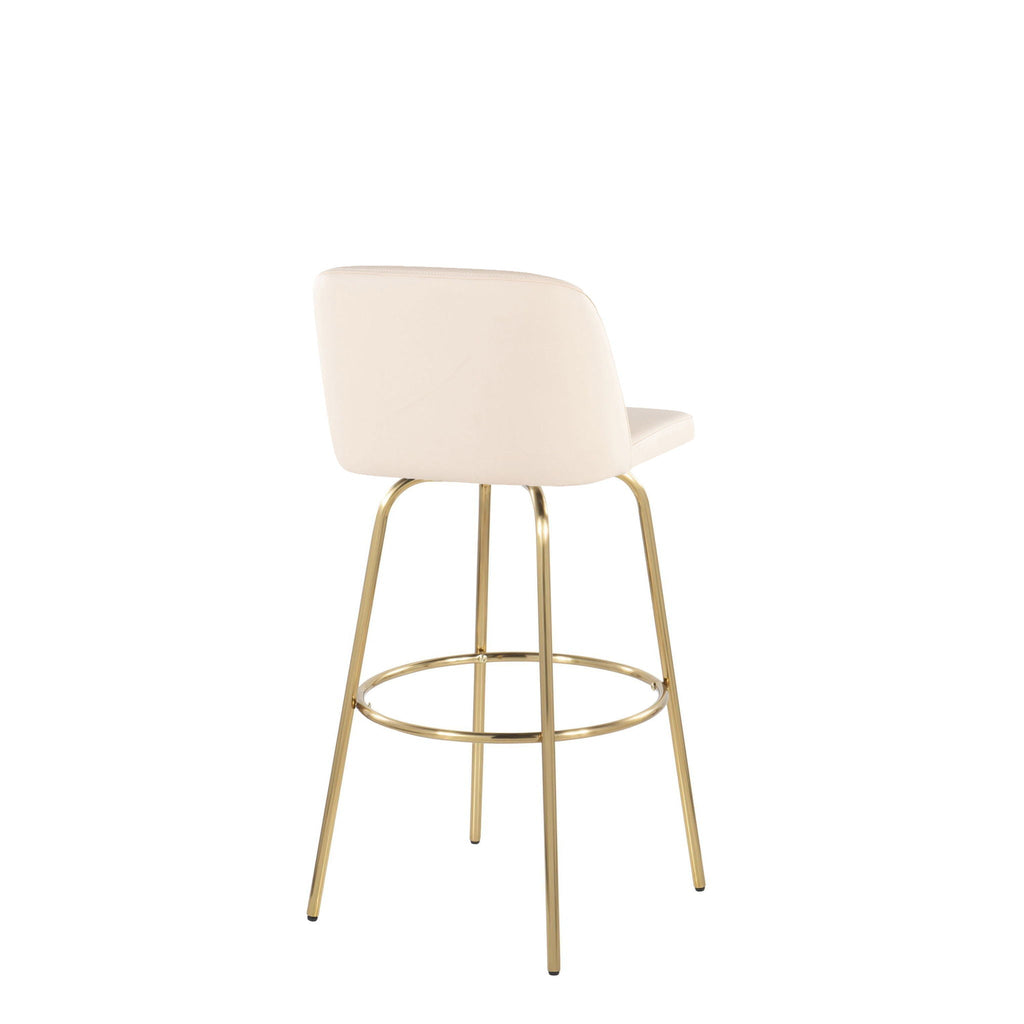 Contemporary Swivel Barstool Set with Round Footrest - Multiple Colors