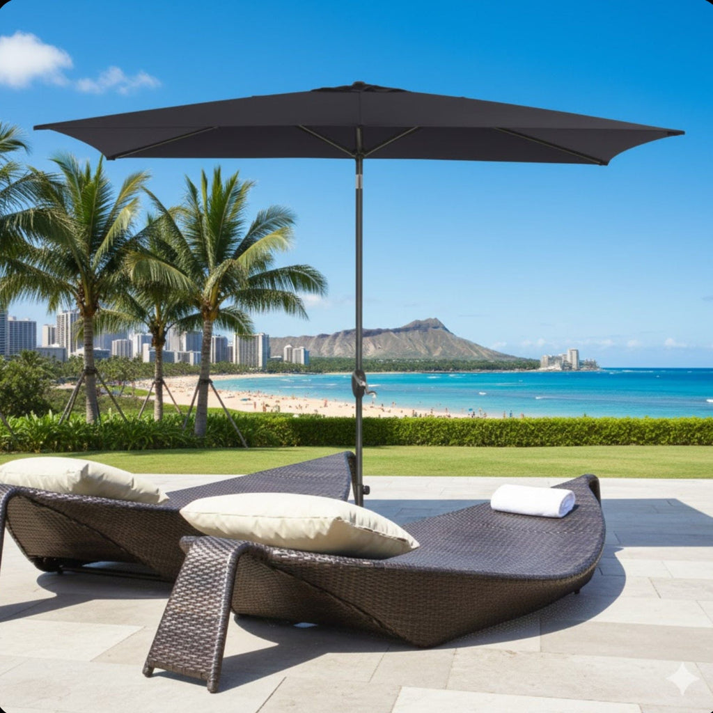 Rectangular Patio Umbrella with Crank Tilt - UV-Resistant Canopy