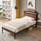 Platform Bed Frame With Wooden Headboard And Footboard