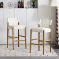Solid Wood Bar Stool Set with Polyester Cushion - Brown & White