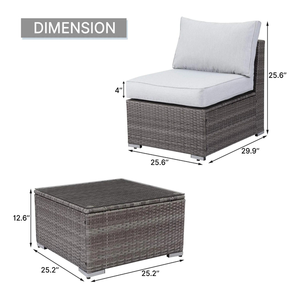 Modern Patio Set With Coffee Table - Weather-Resistant Frame - Multiple Colors