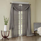 Solid Crushed Curtain Panel Pair with Sheer Texture - Grey