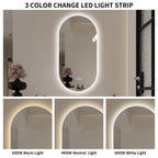 Smart LED Wall Mounted Mirror with Touch Screen and Adjustable Lighting - Pearl Silver