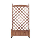 Raised Garden Bed with Trellis 2 Pack – Solid Wood Planter & Plant Stand, Brown