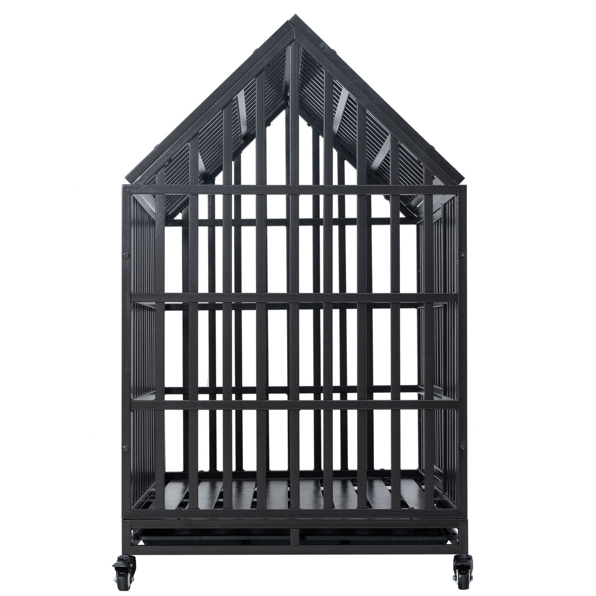 Heavy Duty Dog Crate with Lockable Wheels - Black
