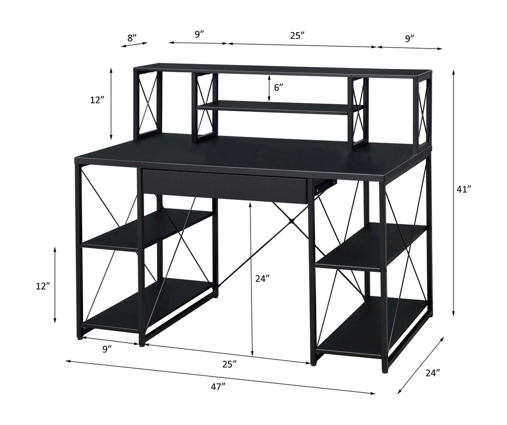Amiel All Purpose Writing Desk with Storage - Black, Dark Gray, or White