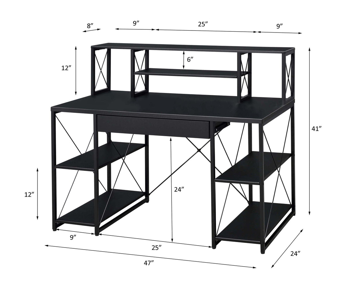 Amiel All Purpose Writing Desk with Storage - Black, Dark Gray, or White