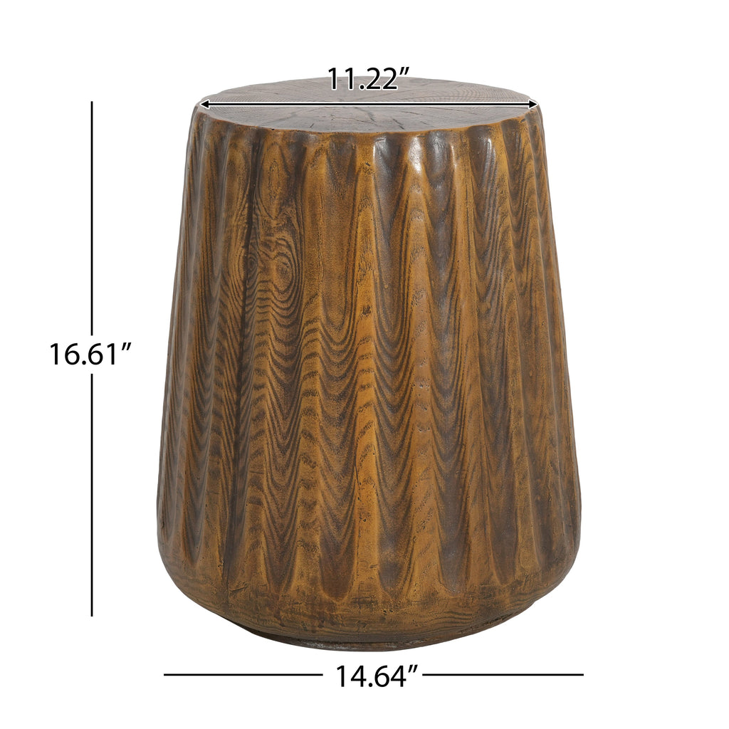 Tree Stump Style Side Table with Weather-Resistant Construction - Natural Wood Look