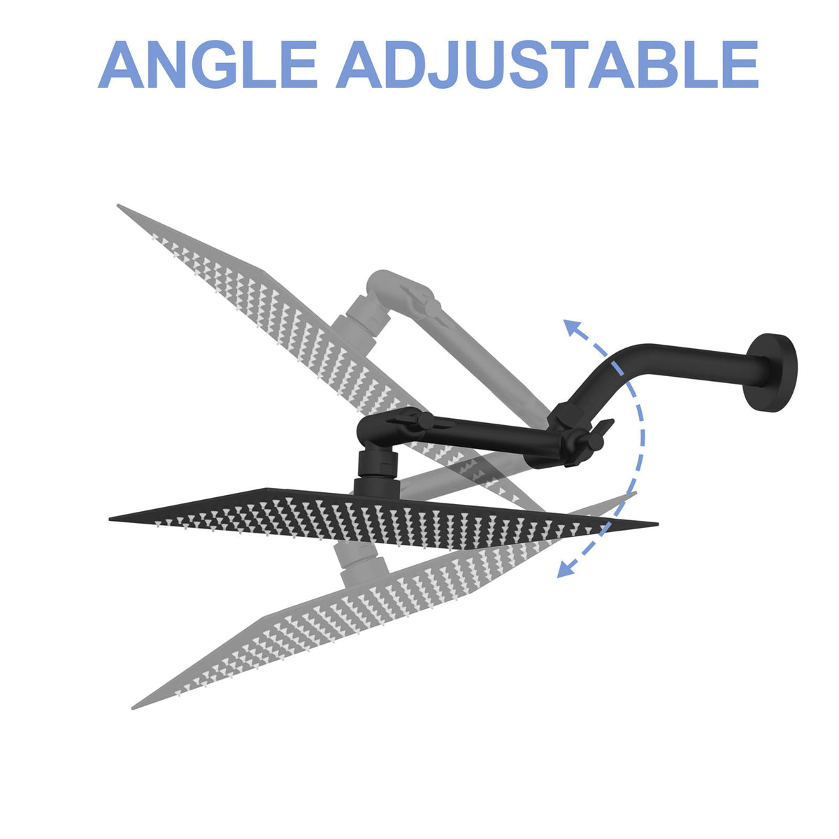 Stainless Steel Shower Arm Extension with 360° Rotation - Black or Pearl Silver