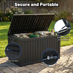 180 Gallon Large Outdoor Storage Deck Box with Lockable Waterproof Resin - Black