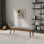 Ash Gray Upholstered Bench with Solid Wood Base - Ash Gray