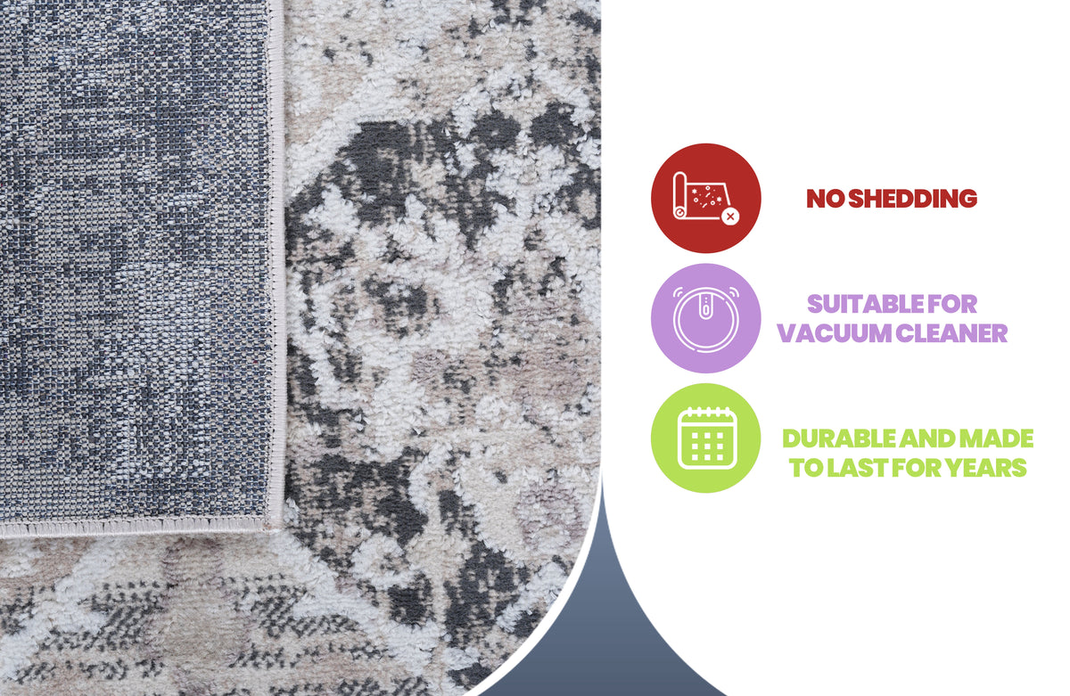 PAYAS Collection 5.3X7.6 Rug with Stain-Resistant Polyester - Cream