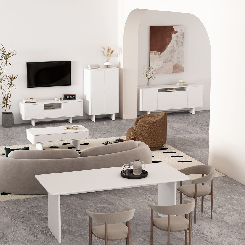 Sideboard With Adjustable Shelves and Soft Close Doors - White, Light Brown, Green