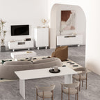 Sideboard With Adjustable Shelves and Soft Close Doors - White, Light Brown, Green