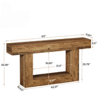Console Table with 2 Tier Storage and U-Shaped Base - Light Brown or Dark Brown