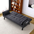 Foldable Sofa Bed with Cup Holder and Solid Wood Frame - Multiple Colors