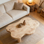 Cloud Shaped Coffee Table with 4 Round Legs - White, Black, or Light Brown