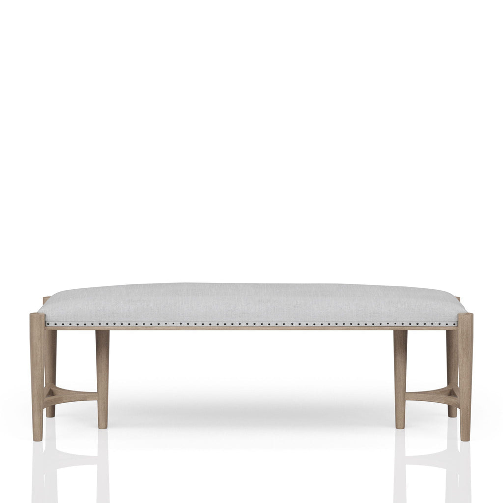Sand Upholstered Bench with Nailhead Trim - 59.25" W