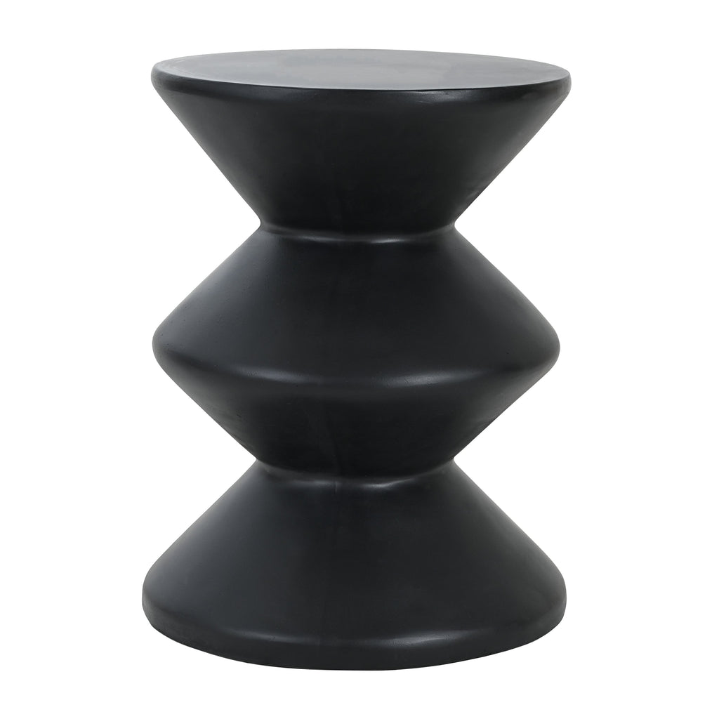 Modern Concrete Side Table with Matte Black Finish - Outdoor & Indoor