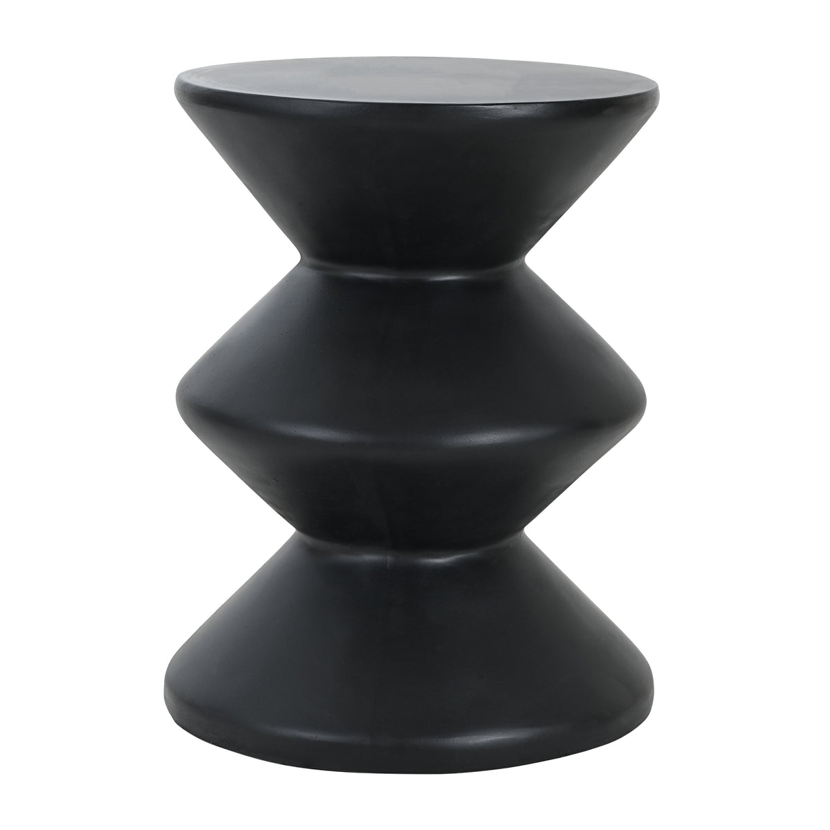Modern Concrete Side Table with Matte Black Finish - Outdoor & Indoor