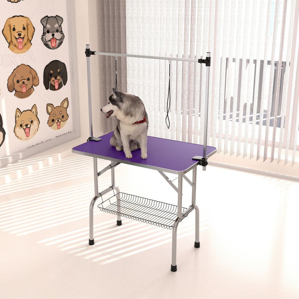Folding Pet Grooming Table with Adjustable Arm - Multiple Colors