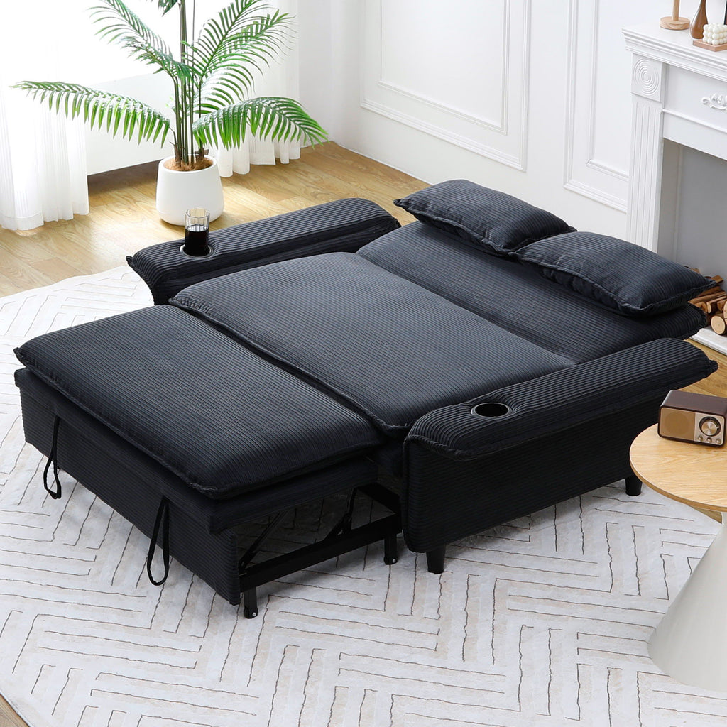 Modern Fabric Sofa Bed with Adjustable Armrests and Backrests - Multiple Colors