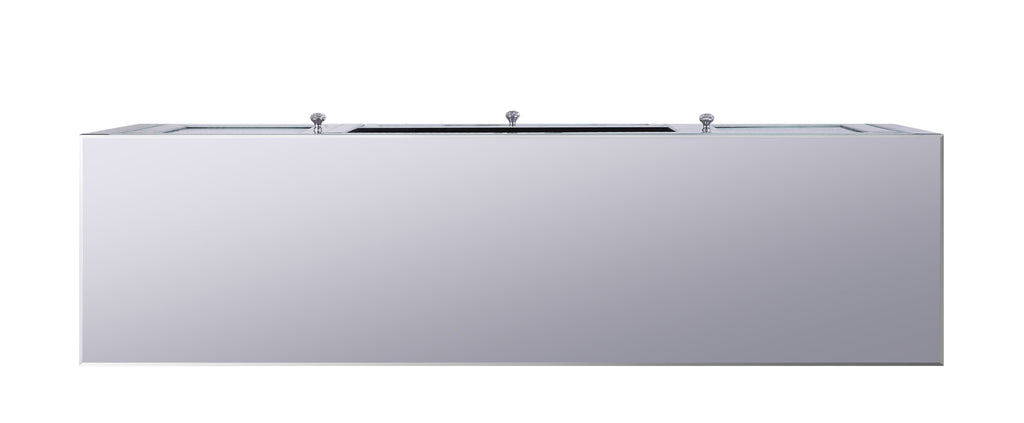 Mirrored TV Stand with Faux Diamonds and Storage - Silver