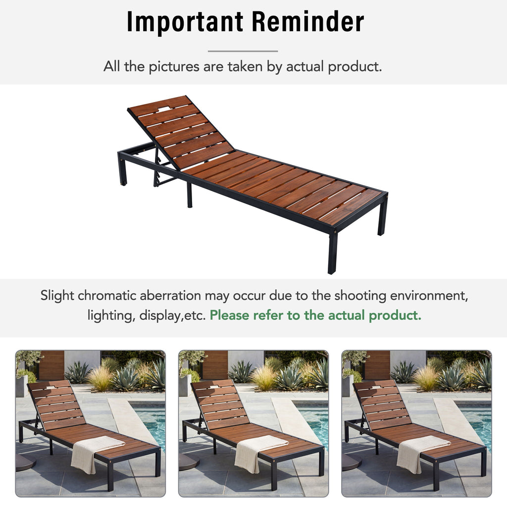 Outdoor Chaise with Adjustable Backrest - Light Brown or Dark Brown