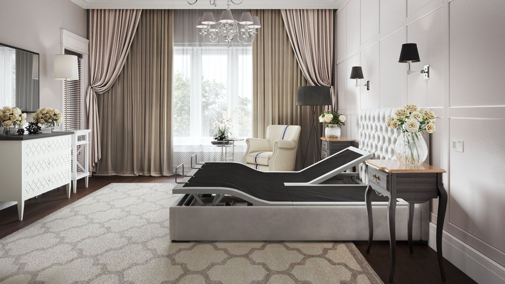 Split Head Adjustable Bed Base with Massage & USB Ports - Black