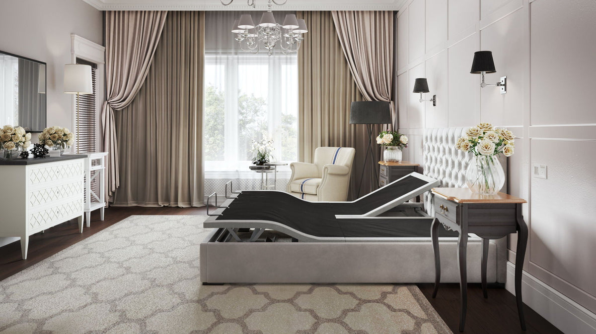 Split Head Adjustable Bed Base with Massage & USB Ports - Black