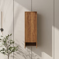 12 Inch Wall Mounted Side Cabinet with Soft Closing Door - Brown Ebony