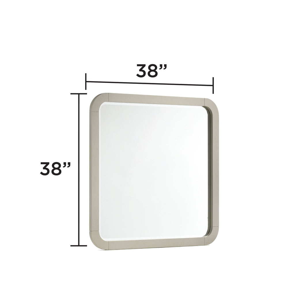 Beige Rectangular Mirror with Rounded Corners - Modern Minimalist