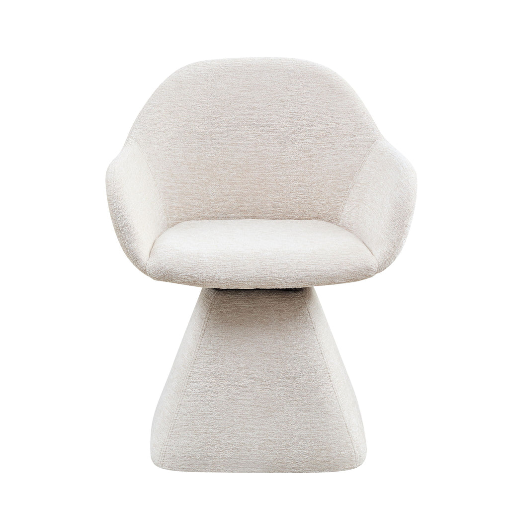 180° Rotating Accent Chair with Swivel and Barrel Back - Beige