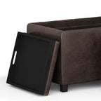 Distressed Brown Storage Ottoman with Interior Storage - Dark Brown