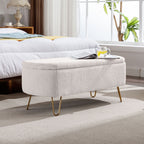 Faux Fur Storage Ottoman Bench with Padded Upholstery - Multiple Colors