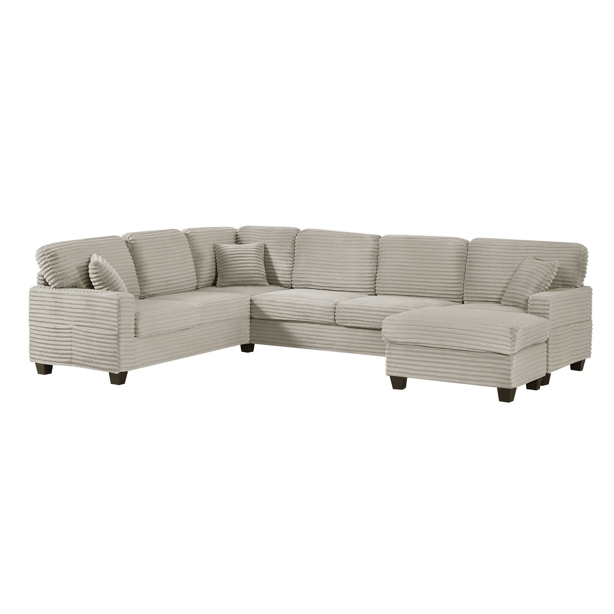 U-Shaped Upholstered Sectional Sofa with Movable Ottoman