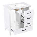30" Bathroom Vanity with Sink and Soft-Close Drawers - White or Black