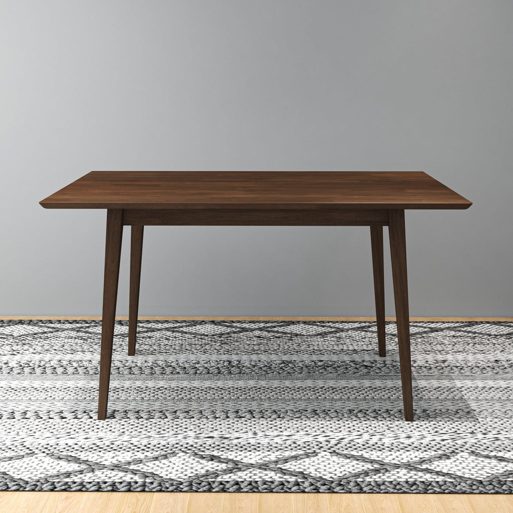Mid-Century Modern Solid Wood Dining Table with Beveled Edges - Dark Brown or White