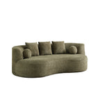 Curved Modern Boucle Sofa with Upholstered Finish - Forest Green, Beige, Camel