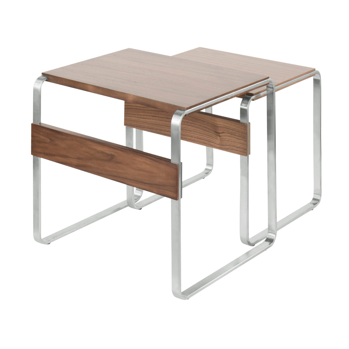 Mid-Century Modern Nesting Tables with Walnut Wood Tops - Walnut