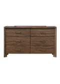 Walnut Color Solid Wood Dresser 6-Drawers with Rounded Edges - Walnut