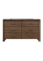 Walnut Color Solid Wood Dresser 6-Drawers with Rounded Edges - Walnut