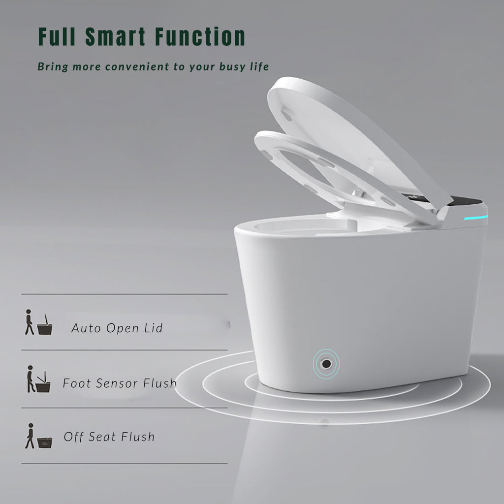 Modern Smart Toilet with Built-In Bidet and Advanced Features - White