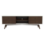Modern TV Stand Up To 72" with Solid Wood Construction - White or Dark Brown